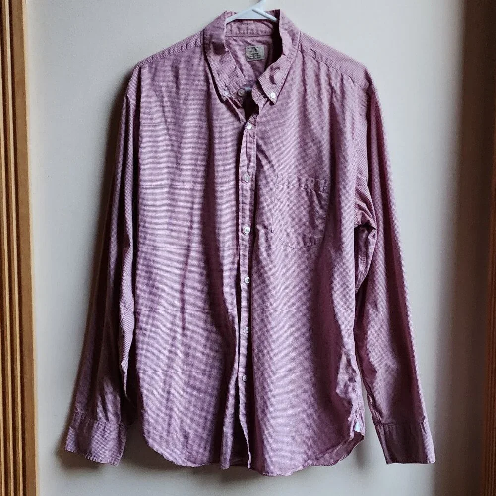 J.Crew Red/White Micro-Checked Casual Button Down Shirt Size Large